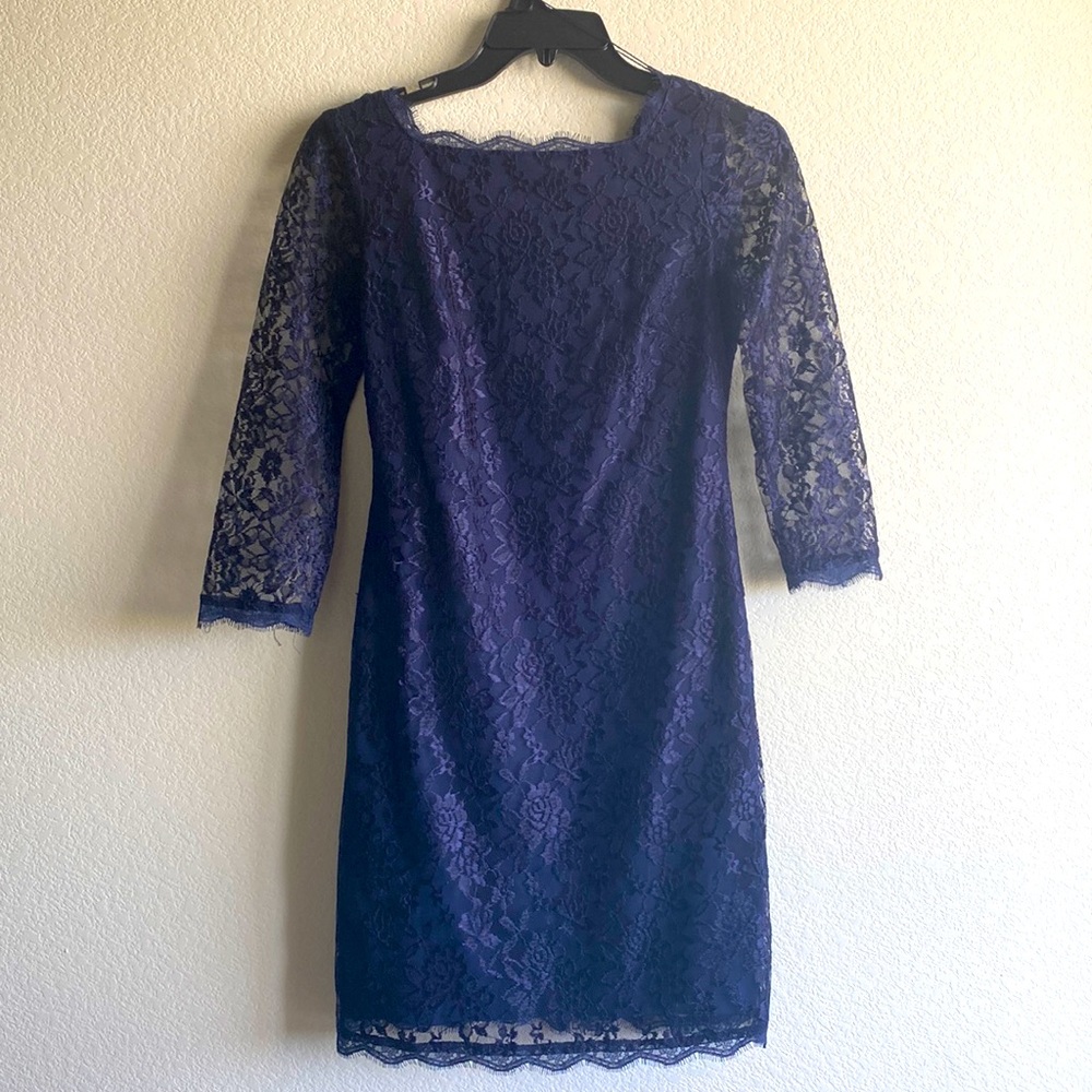 Simply Liliana Navy Blue Lace Dress